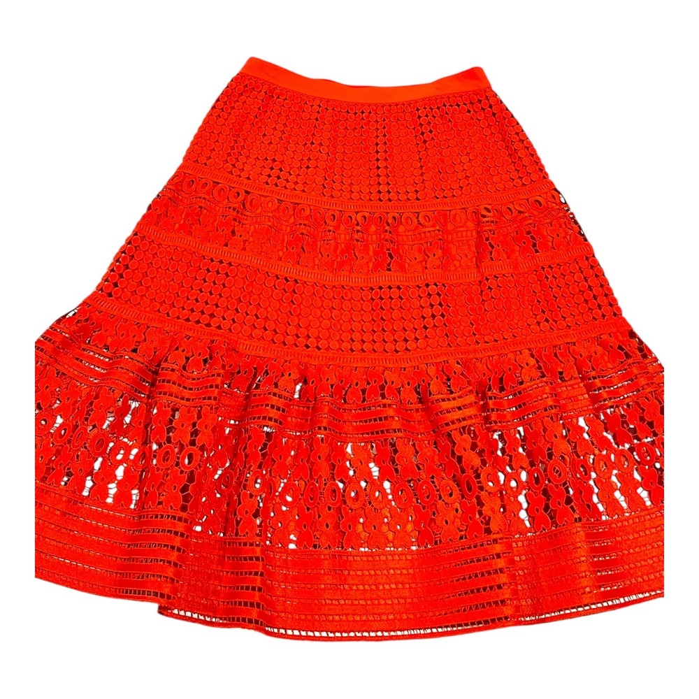 Diane von Furstenberg Tatiana Lace Skirt Womens Orange Size 8‎ - Picture 9 of 13